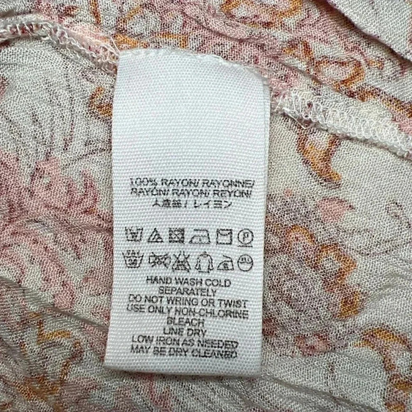 Free People Lady Luck Floral Printed Pink Tunic Dress will long Bell Sleeves Siz - Picture 7 of 9